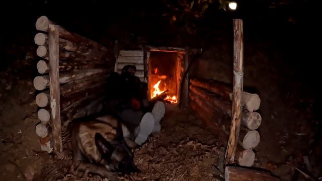 Building Warm Bushcraft Survival Shelter In Wildlife, Fireplace, Campfire Cooking, ASMR, DIY