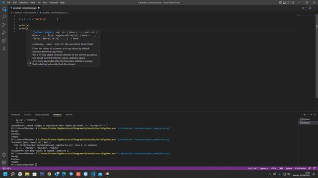 Asignar varios valores a las variables en python - Aprendiendo python #8 смотреть онлайн