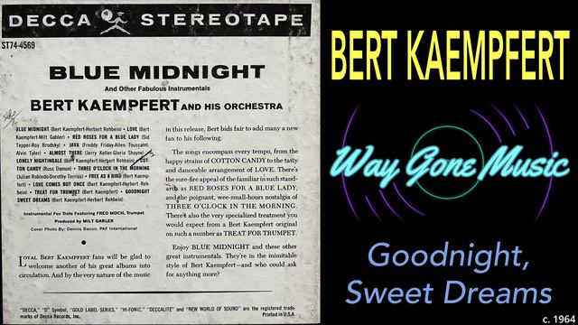 Bert Kaempfert - Goodnight, Sweet Dreams смотреть онлайн