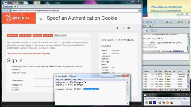 OWASP WebGoat - Spoof An Authentication Cookie смотреть онлайн