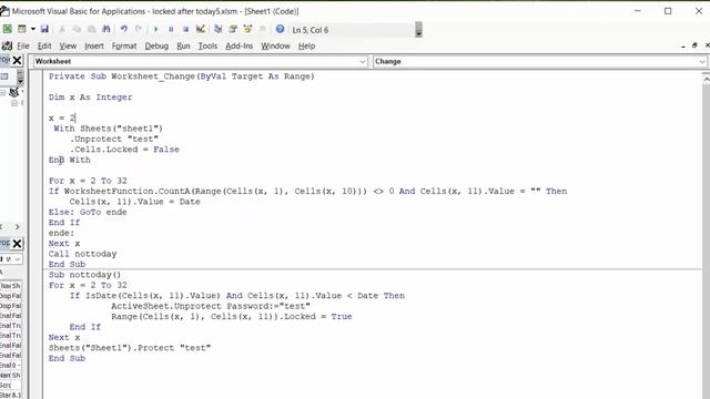How to lock cells after today in Excel with VBA смотреть онлайн