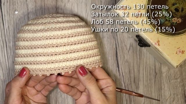 Детская шапочка крючком с ушками и завязочками