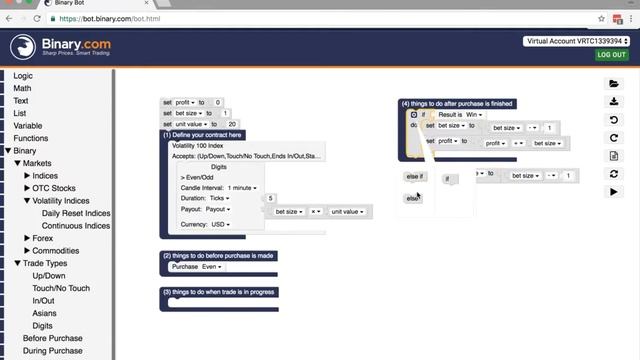 Binary.com : How to Create D’Alembert strategy using Binary Bot Creator смотреть онлайн