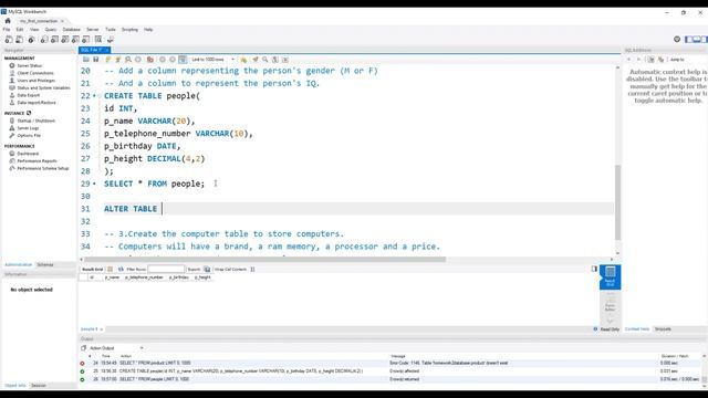 MySQL DELETE AND ALTER TABLE practice смотреть онлайн