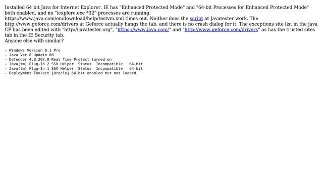 Java 64 bit fails or hangs in 64 bit Internet Explorer 11 смотреть онлайн