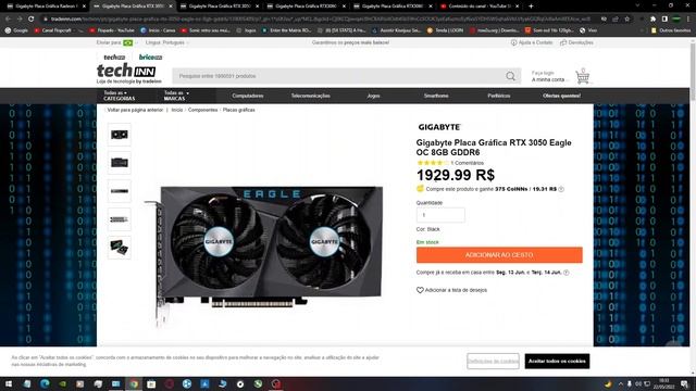 Placa Gráfica RTX 3050 Aorus 8GB GDDR6 POR 1929.99 R$ (Techinn) смотреть онлайн