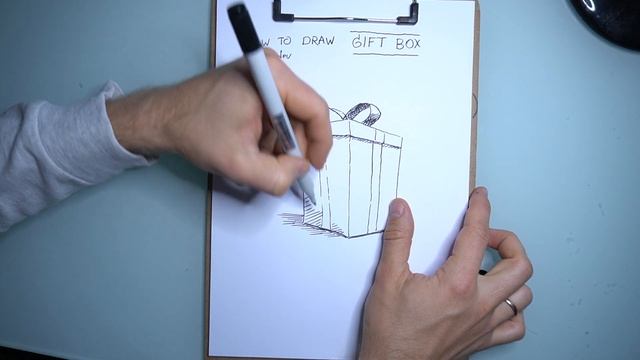 Как нарисовать подарок | Урок рисования подарочной коробки | Идея для открытки смотреть онлайн