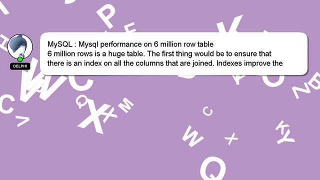 MySQL : Mysql performance on 6 million row table смотреть онлайн