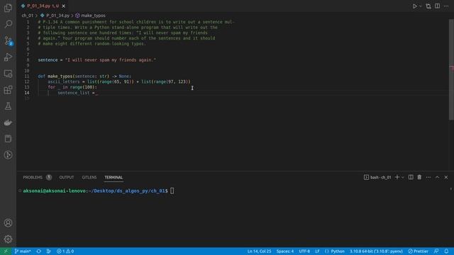 Solution to Data Structures and Algorithms in Python P-1.34: make_typos() смотреть онлайн