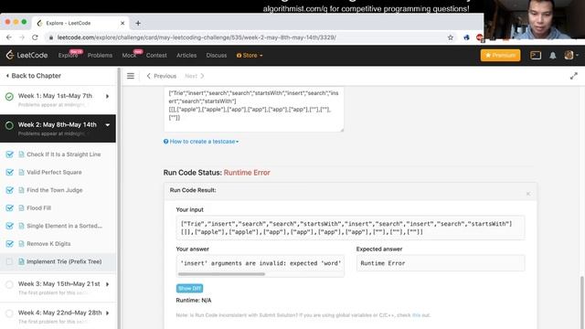Implement Trie (Prefix Tree) (python) - Day 14/31 Leetcode May Challenge смотреть онлайн