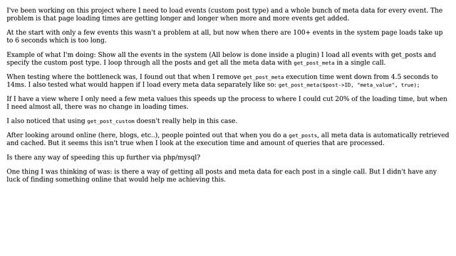 Wordpress: get_post_meta slowing down my page load (in a plugin) смотреть онлайн