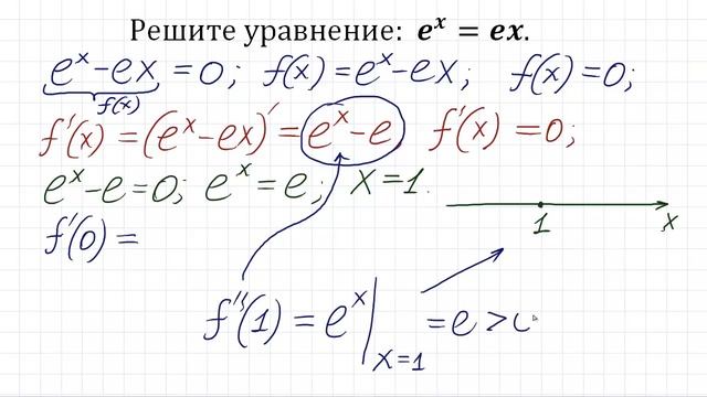 Решите уравнение ★ e^x=ex ★ Как решать такое уравнение? смотреть онлайн