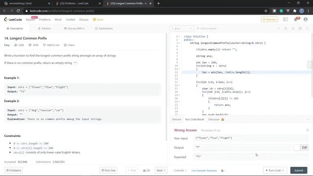 Leetcode 14: Longest Common Prefix (Easy) смотреть онлайн