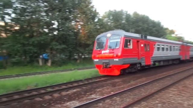 Электропоезд ЭД4М-0182 прибывает на ст. Дегунино. 19 июня 2020 года. смотреть онлайн