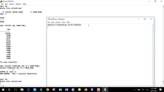 CHARACTER FUNCTION PART 2 - ORACLE Database смотреть онлайн
