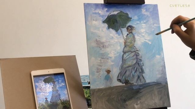 ?Не спеша делаю зарисовку маслом по мотивам Моне ?Картина маслом на холсте?️Oil paint смотреть онлайн