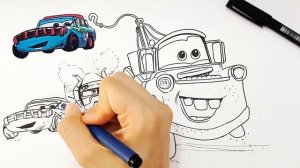 How to draw Mater vs Ms Fritter in Thunder Hollow CARS 3 drawing kids coloring pages Tim Tim TV