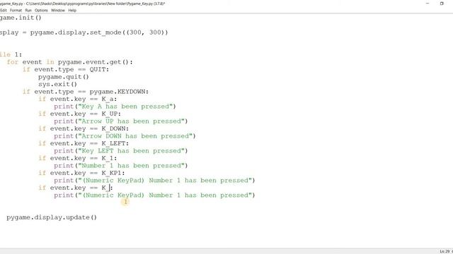 Pygame Keyboard Press/Input Handling смотреть онлайн