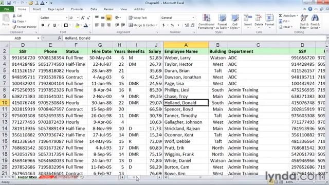 Excel Tutorial - Splitting the screen and freezing titles смотреть онлайн