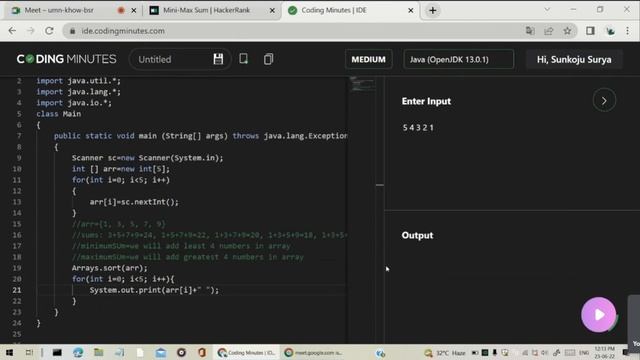 Mini-Max Sum Problem in Java | Hacker Rank Interview Preparation | One Month Preparation Kit. смотреть онлайн