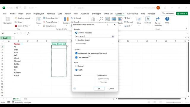 Autocomplete When Typing In A Drop Down List With Kutools For Excel смотреть онлайн