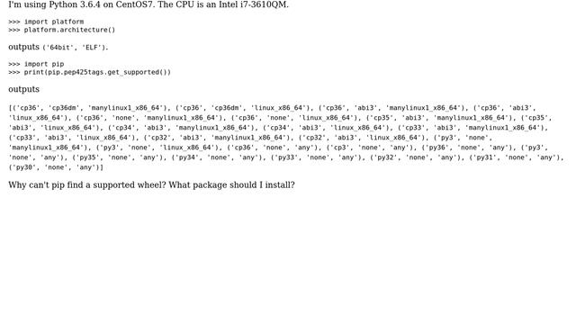 Unix & Linux: pip3 - 'not a supported wheel on this platform' error смотреть онлайн
