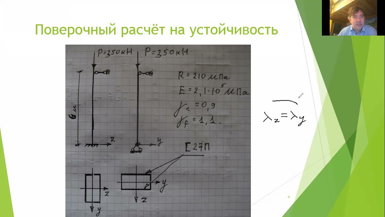 Записали новую версию видео о поверочном расчёте центрально сжатого стержня на устойчивость смотреть онлайн
