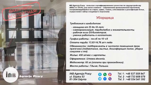 Работа в Польше | 🔥Уборщица на прачечную🔥 | Гдыня смотреть онлайн