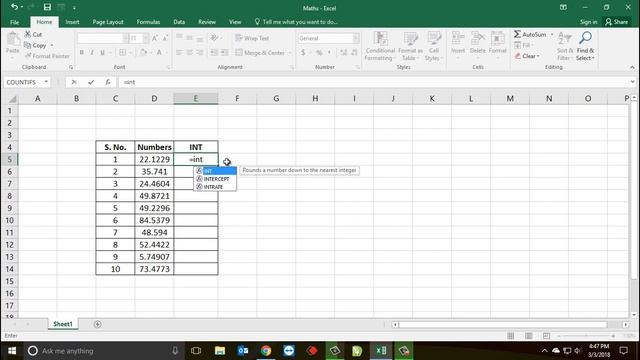 59* How to use INT formula in Excel {Hindi} смотреть онлайн