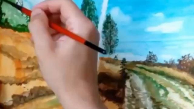 Ускоренное рисование. Картина акварелью "Близится осень". смотреть онлайн