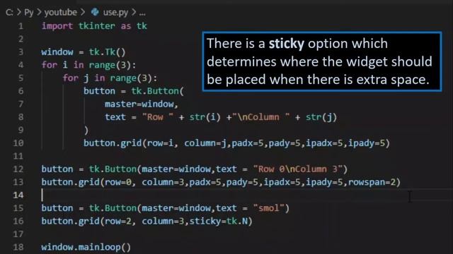 TkInter's Geometry Manager, place() and grid() смотреть онлайн