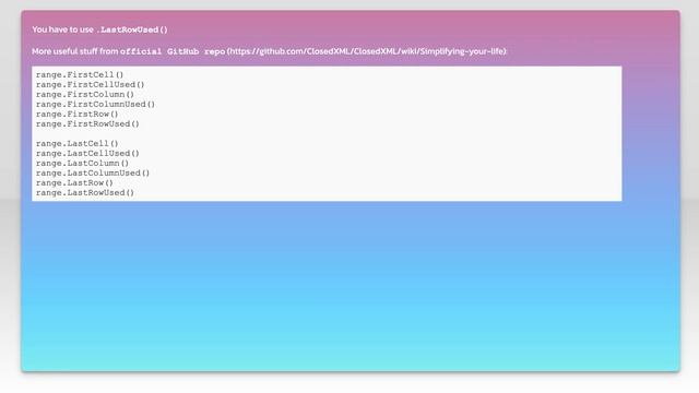ClosedXML find last row number смотреть онлайн