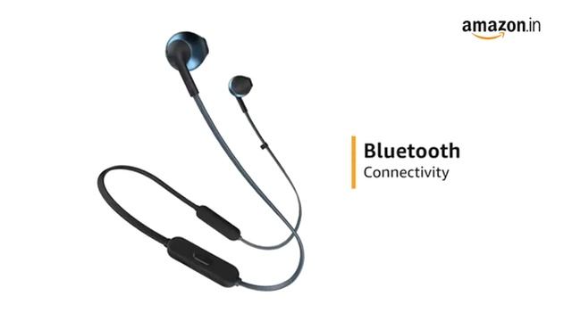 JBL T205BT Pure Bass Wireless Metal Earbud Headphones with Mic (Black) смотреть онлайн