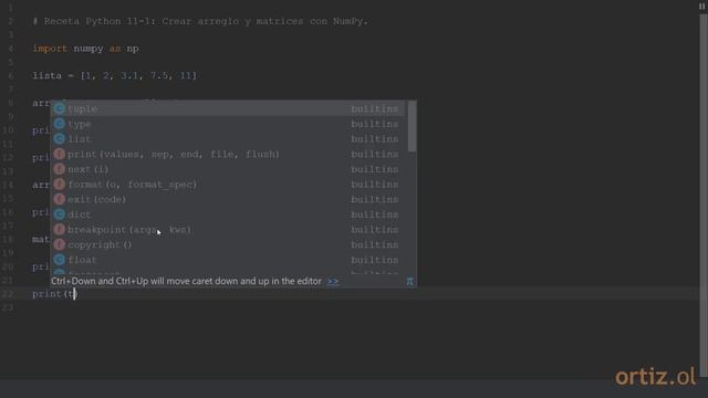 Videoreceta Python No. 11-1: Crear un Arreglo y una Matriz con NumPy смотреть онлайн