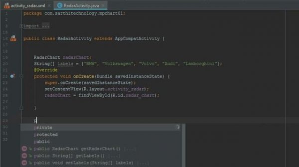 014 Radar Chart : MP Android Chart Tutorial