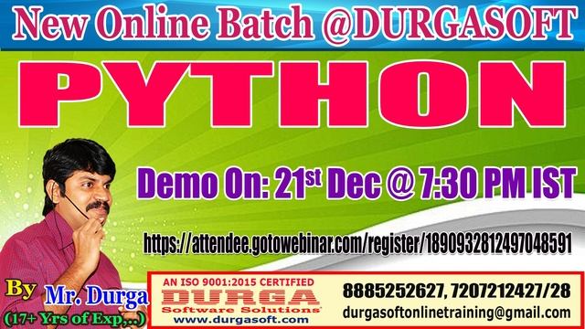 PYTHON Online Training in DURGASOFT смотреть онлайн
