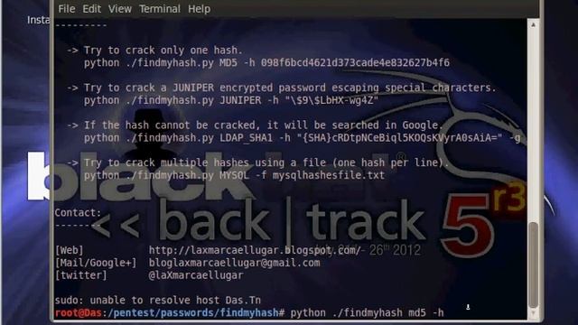 Crack Hash MD5 using BackTrack 5 смотреть онлайн