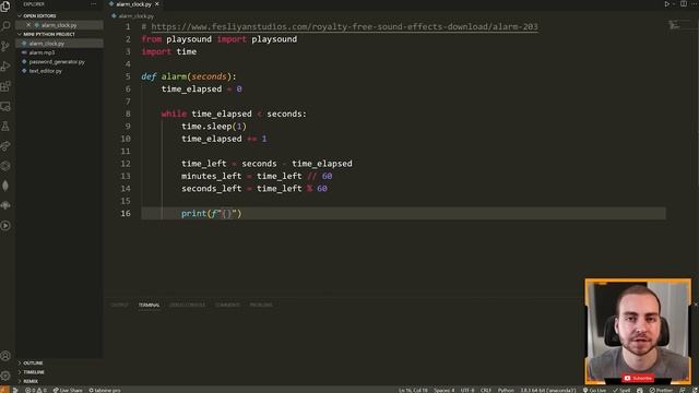 Mini Python Project Tutorial - Alarm Clock смотреть онлайн