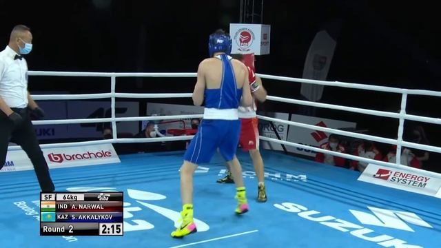 Kielce 2021 Semifinals (M64kg) NARWAL Ankit (IND) vs AKKALYKOV Sabirzhan (KAZ) смотреть онлайн