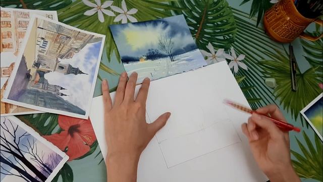 Простой урок акварели / Пейзаж шаг №1 / #акварель смотреть онлайн