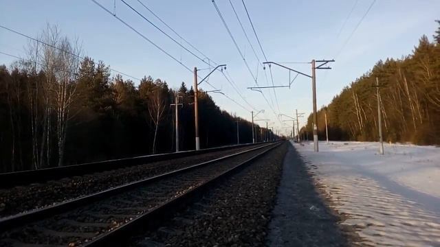 Приветливый ВЛ10У-880\Электропезд ЭР2Т-7160 перегон Бекасово 1-Нара 10.03.2016 смотреть онлайн