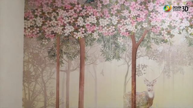 Отзыв на 3D Фотообои "Олени в цветущем саду" смотреть онлайн