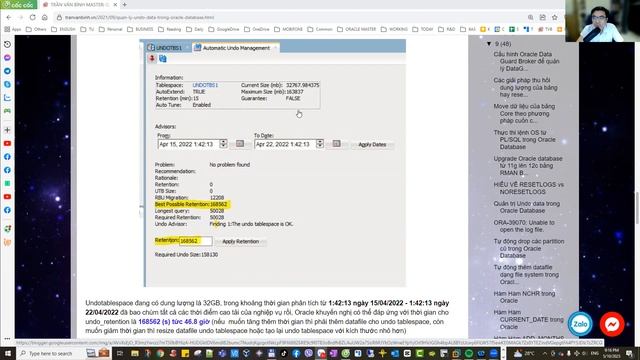 10.Hướng dẫn sizing dữ liệu Undo| Trần Văn Bình Oracle Database Master смотреть онлайн