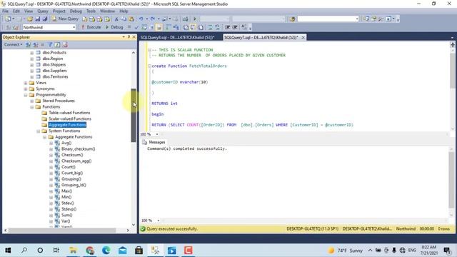 تعلم اس كيو ال سيرفر (2012 ) القيمة الواحدة المرجعة | Scalar Functions Sql Server смотреть онлайн
