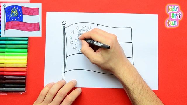 How to draw the State Flag of Georgia, USA смотреть онлайн