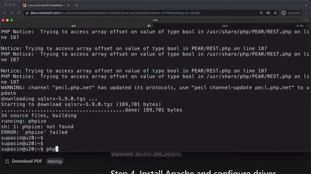Install PHP Microsoft SQL Driver on Ubuntu 20.04 смотреть онлайн