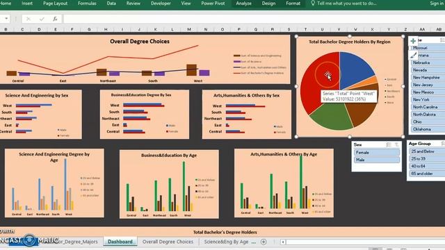 Data Visualization in Excel: How to Create and Analyze data? Bachelor's Degree Majors in USA in 201 смотреть онлайн