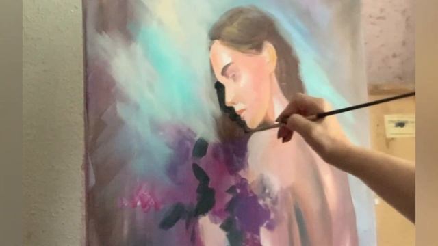 Аромат сирени - пишу прекрасный женский образ. Художник Татьяна Устьянцева. смотреть онлайн