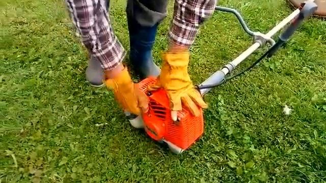 Как косить бензокосой? (триммером) (Oleo Mac Sparta) Work With The Trimmer Oleo Mac