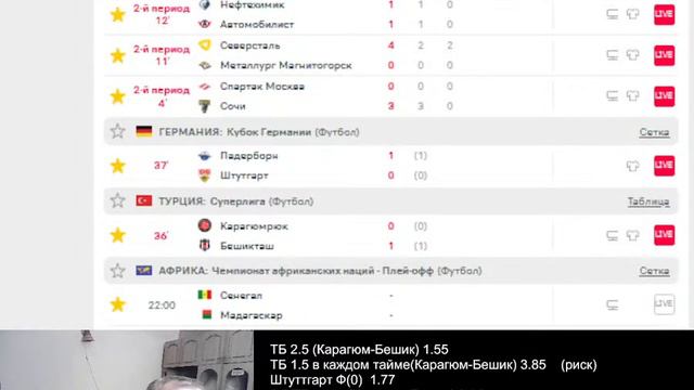 Фатих Карагюмрюк-Бешикташ,Падерборн-Штуттгарт.(1часть)Стрим.Нулевая фора. Прогнозы на футбол смотреть онлайн